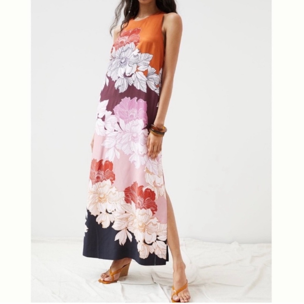 ANTHROPOLOGIE Maeve Floral Vibrant
Twist Back Maxi Dress Size M